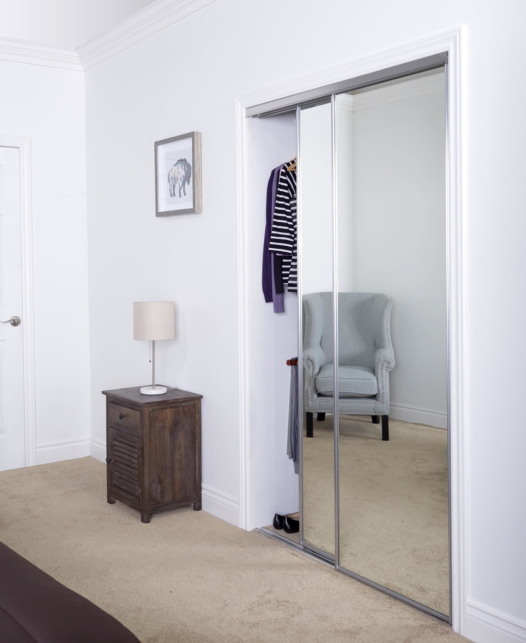 Aluminum Sliding Bypass Door with Mirror Insert & Narrow ...