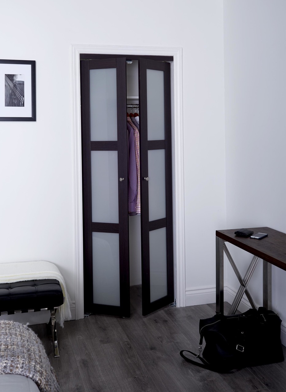 Prefinished Engineered Wood Pivot Door With 3 Lite Frosted Insert Media