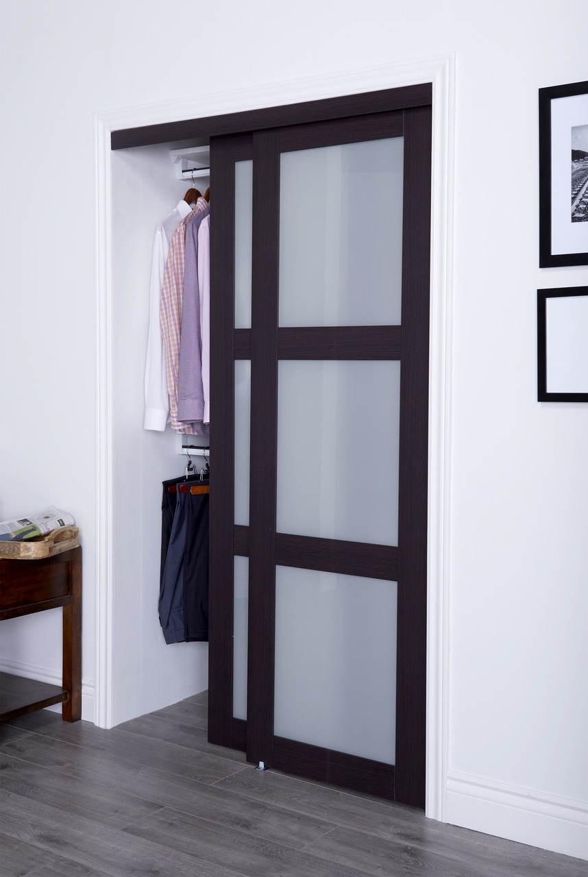 Prefinished Engineered Wood Bypass Sliding Door With 3 Lite