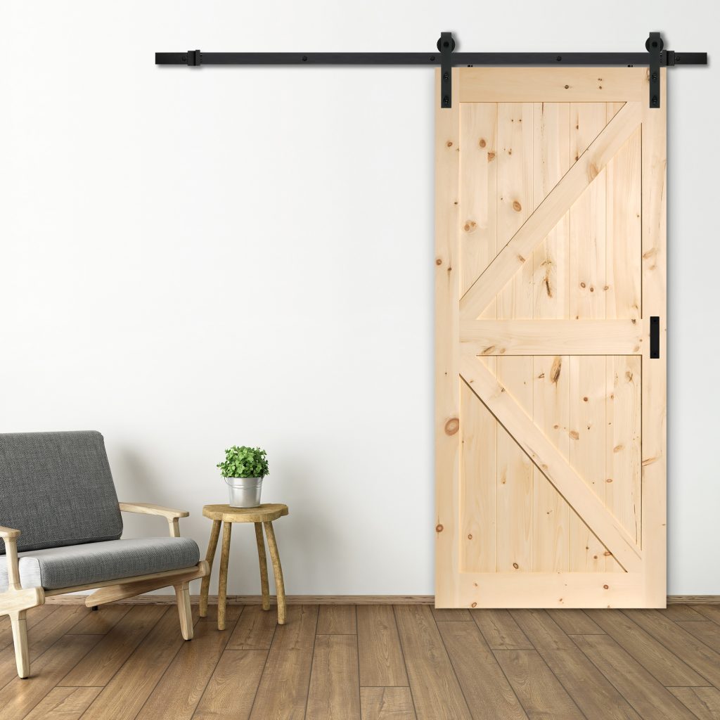 Sierra KDesign Pine Complete Barn Door Kit Renin Heritage Solid Core