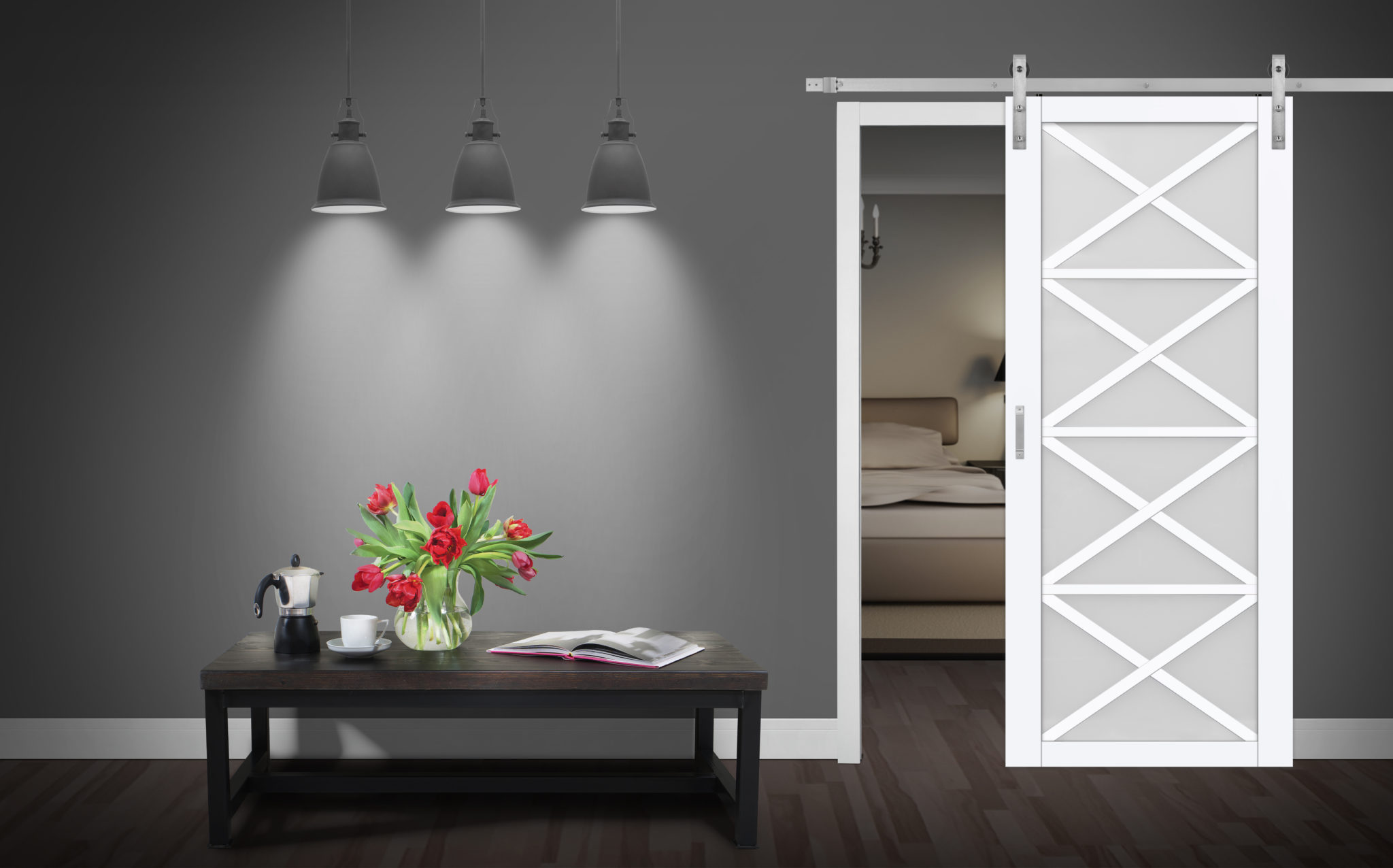 Lace MultiX Design Complete Barn Door Kit with Mix and Match Hardware