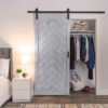 Herringbone Barn Door Satin Nickel Grey Stain Beauty