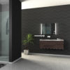 Symphony 32" x 24” Backlit Rectangular Mirror in dark modern bathroom