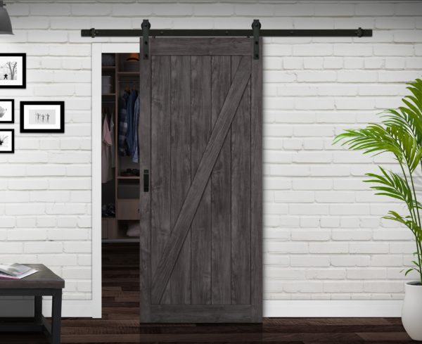 Custom X Brace Wood Barn Door Sliding Wooden Door Farmhouse Style Barn Door  Rustic Interior Barn Door Package 