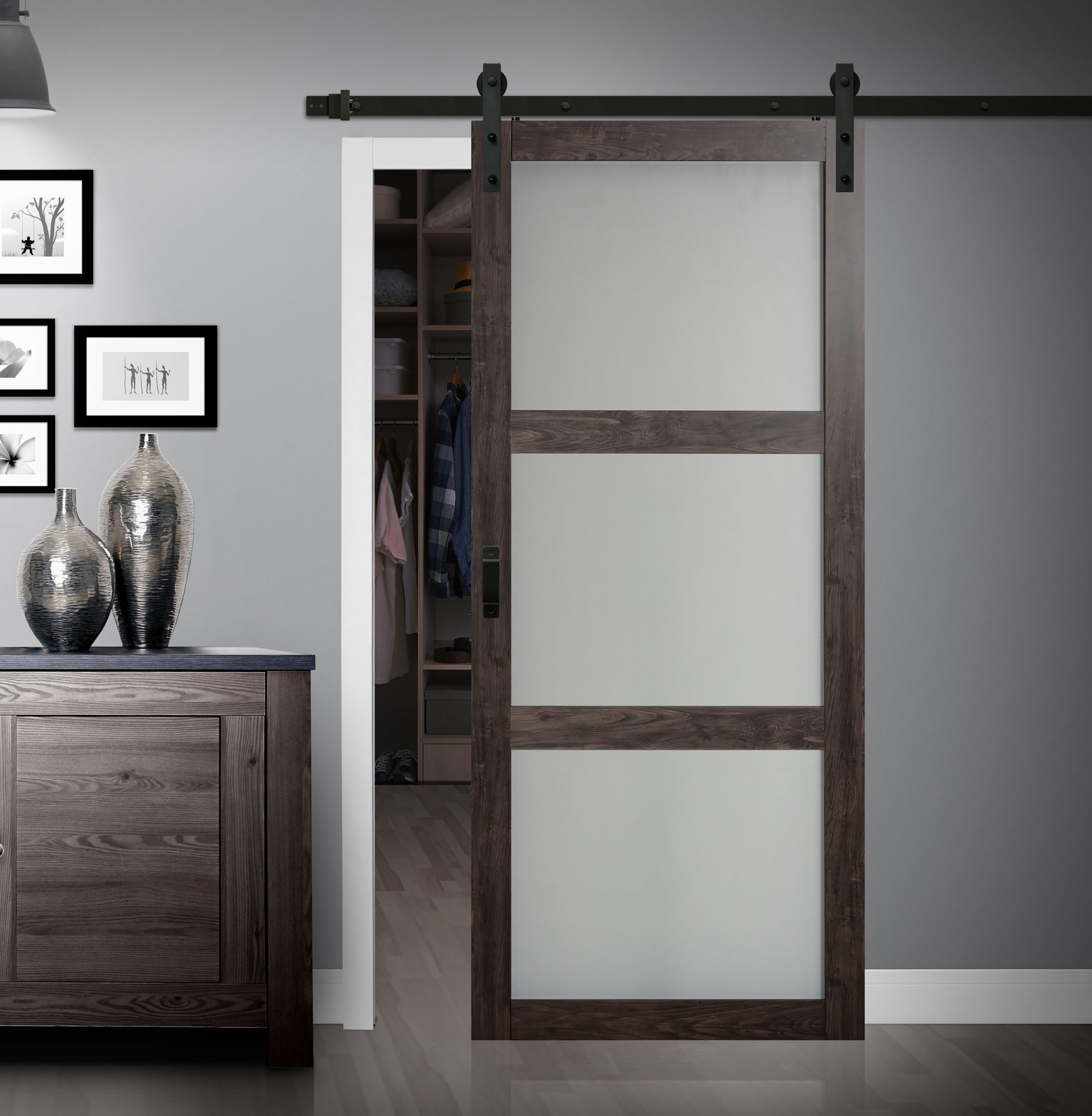 Hall 3Lite Complete Barn Door Kit Renin Continental Complete Barn