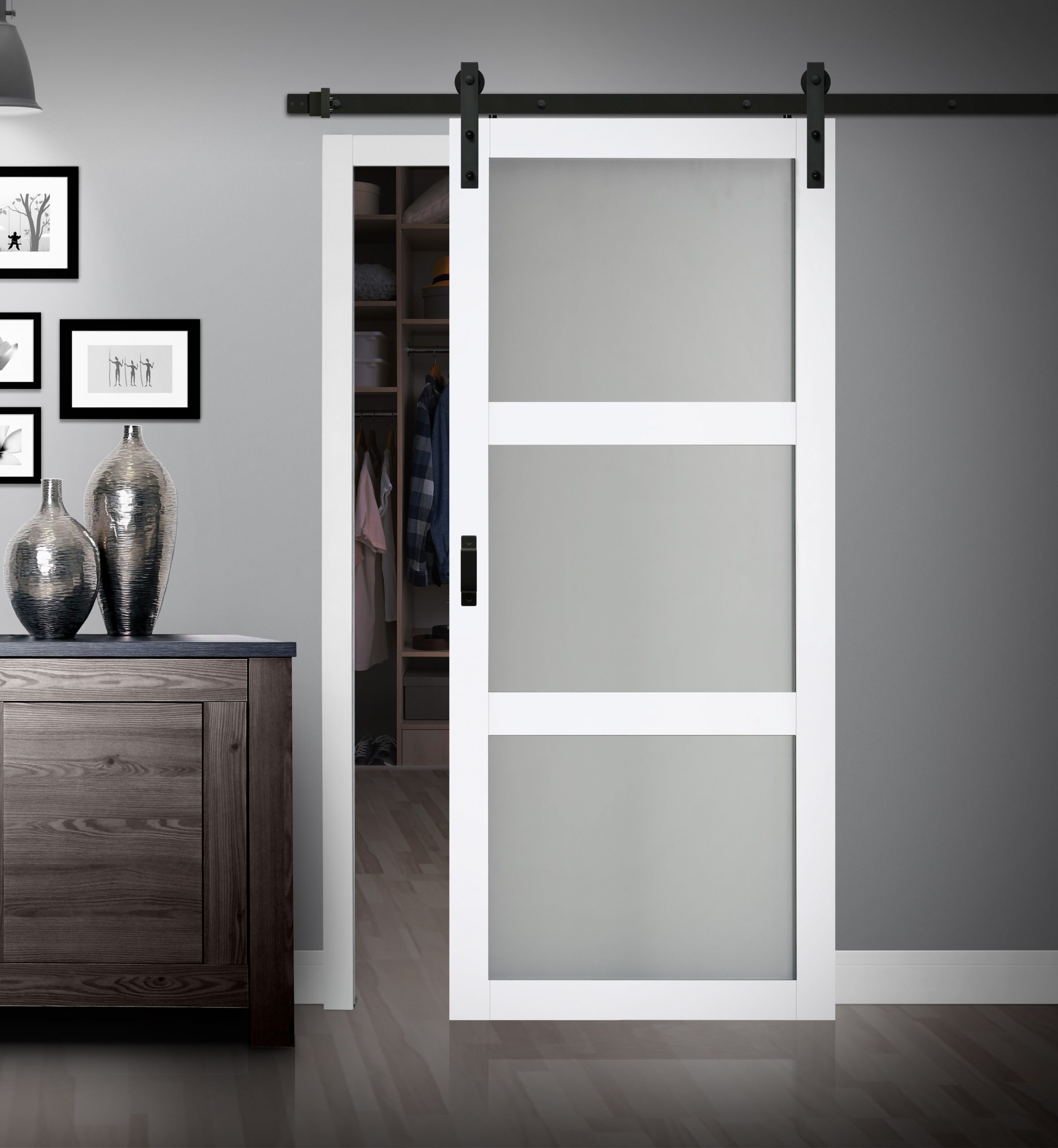 Hall 3Lite Complete Barn Door Kit Renin Continental Complete Barn