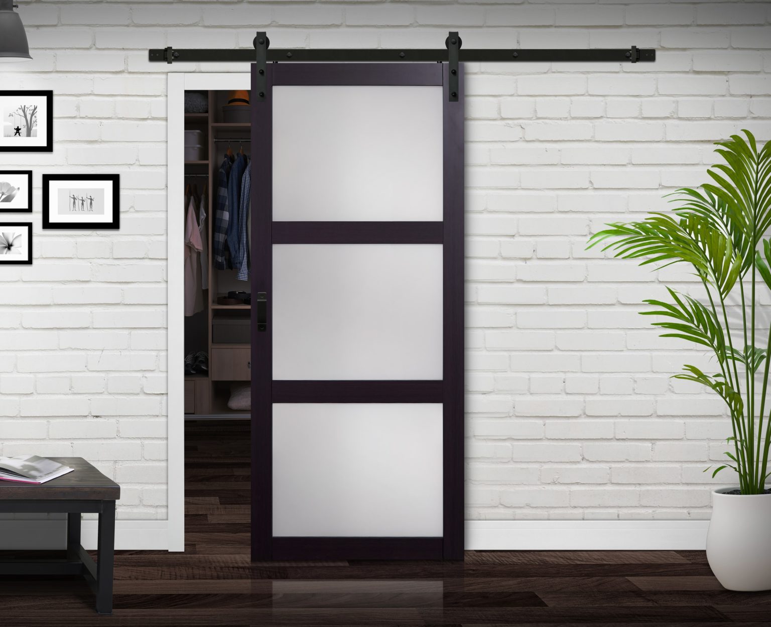 Hall 3Lite Complete Barn Door Kit Renin Continental Complete Barn