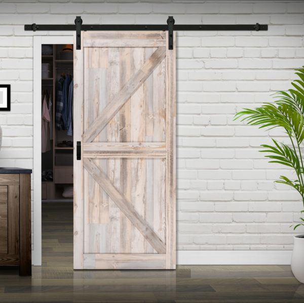 Driftwood K Design Complete Barn Door, Barnwood Sliding Door