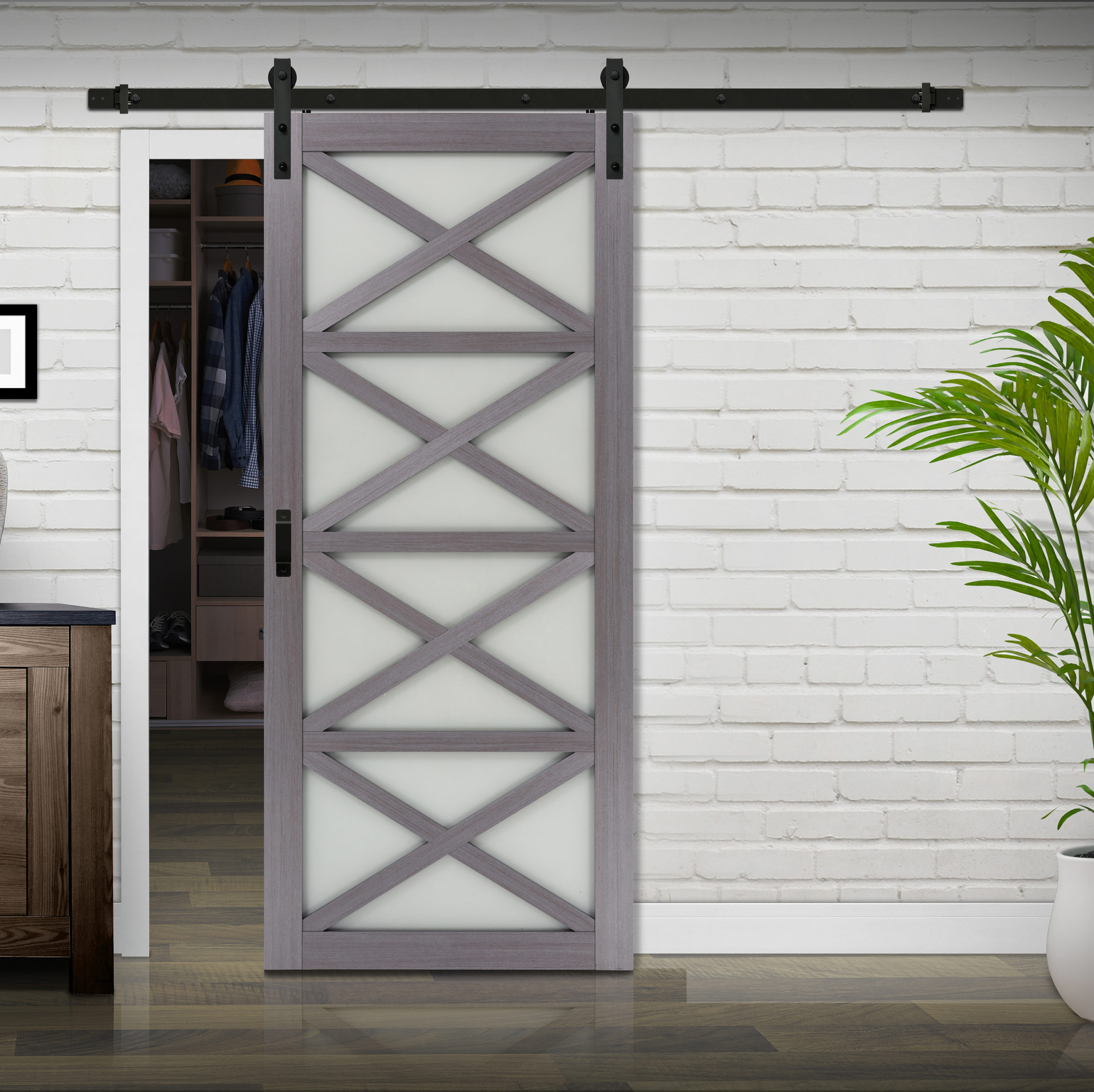 Crochet Multi-X Design Complete Barn Door Kit with Mix and Match Hardware