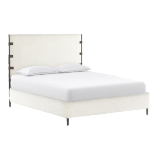 White upholstered bed frame.