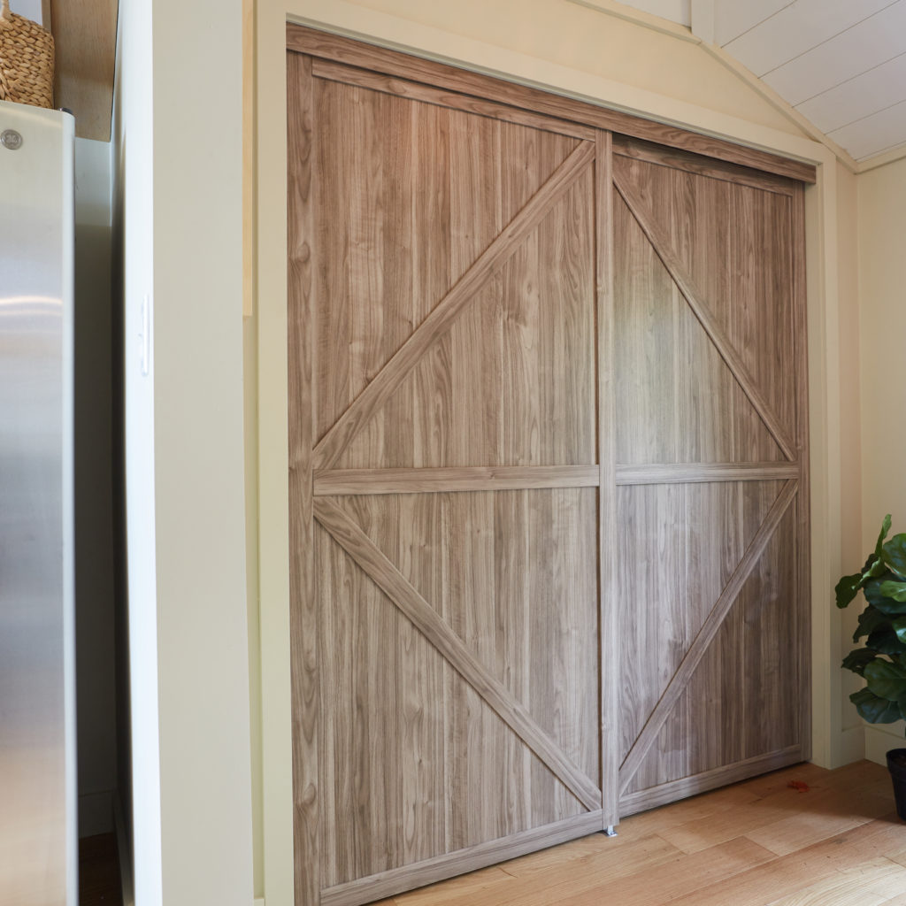 Trident Double K-Design Closet Door Used as a Pantry Door in Vacation House Rules on HGTV